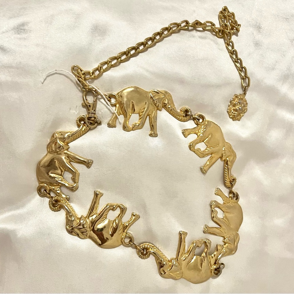 VINTAGE Elephant Gold Tone Chain Belt